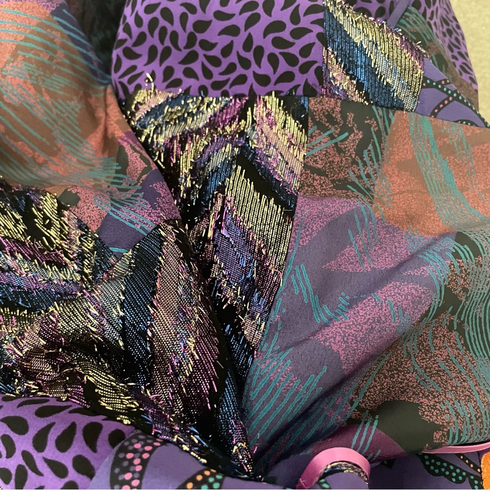 Vintage Shepherds Colorful Patchwork silk blend 70s 80s Made in Australia silky - Picture 5 of 14